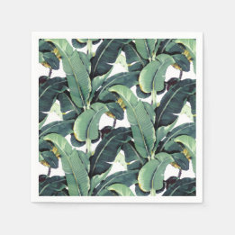 Banana Löv Handflatan Träd Tropical Papper Napkins Pappersservett