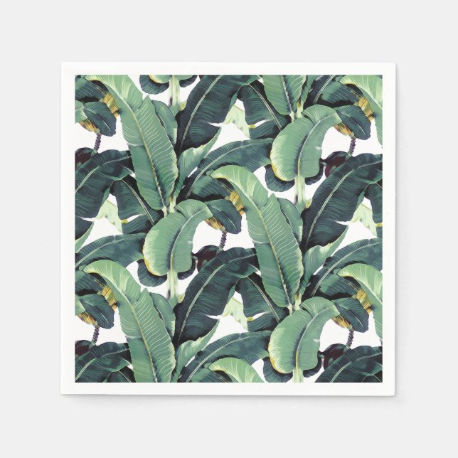 Banana Löv Handflatan Träd Tropical Papper Napkins Pappersservett (Framsidan)