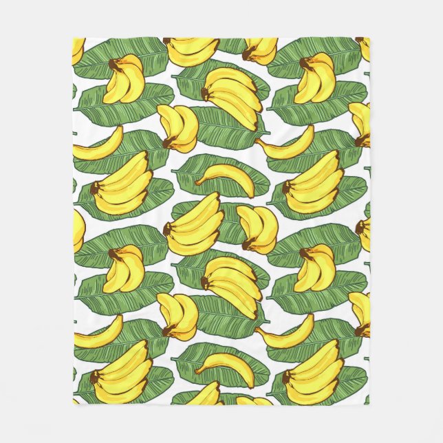 Banana Löv: Tropical Fruit Mönster Fleecefilt (Framsidan)