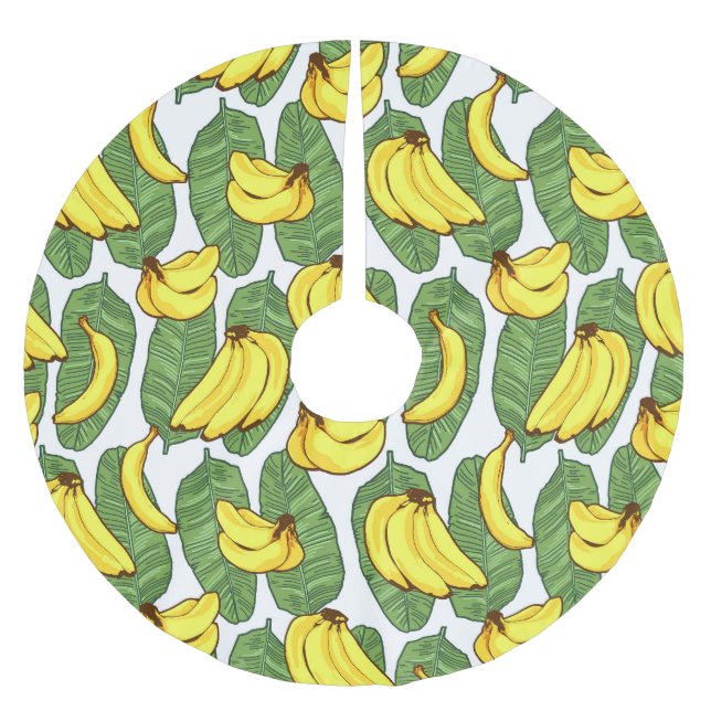 Banana Löv: Tropical Fruit Mönster Julgransmatta Borstad Polyester (Framsidan)