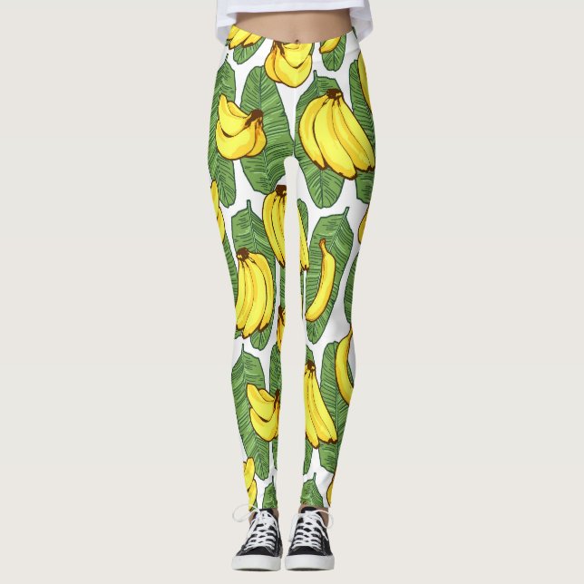 Banana Löv: Tropical Fruit Mönster Leggings (Framsida)