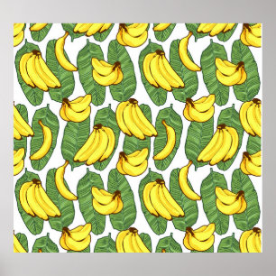 Banana Löv: Tropical Fruit Mönster Poster