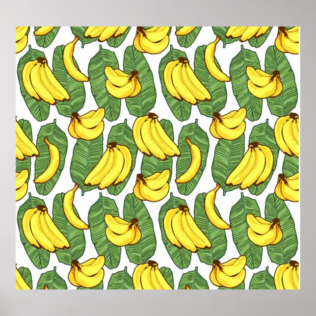 Banana Löv: Tropical Fruit Mönster Poster (Framsidan)