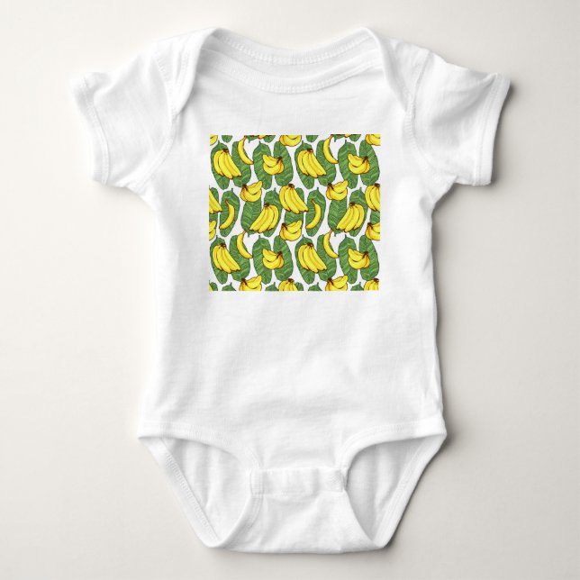 Banana Löv: Tropical Fruit Mönster T Shirt (Framsida)