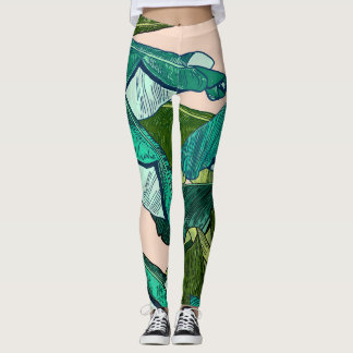 Banana Löv: Tropiskt sjölöst Mönster. Leggings