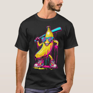 Banana Med Basebollträ Gatumässigt Roligt Baseboll T Shirt