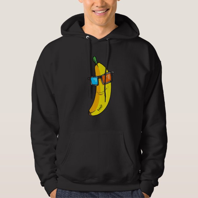 Banana med Coola solglasögon Hoodie (Framsida)