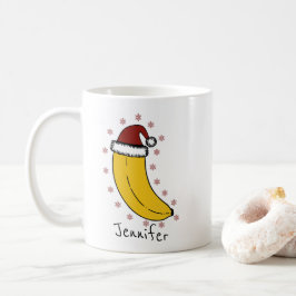 Banana med julhatt Personlig Namn Kaffemugg