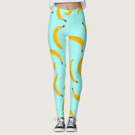 Banana med ljusblå bakgrundspapper leggings
