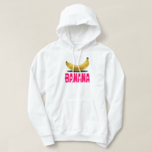 BANANA MED ROSA TEXT HOODIE