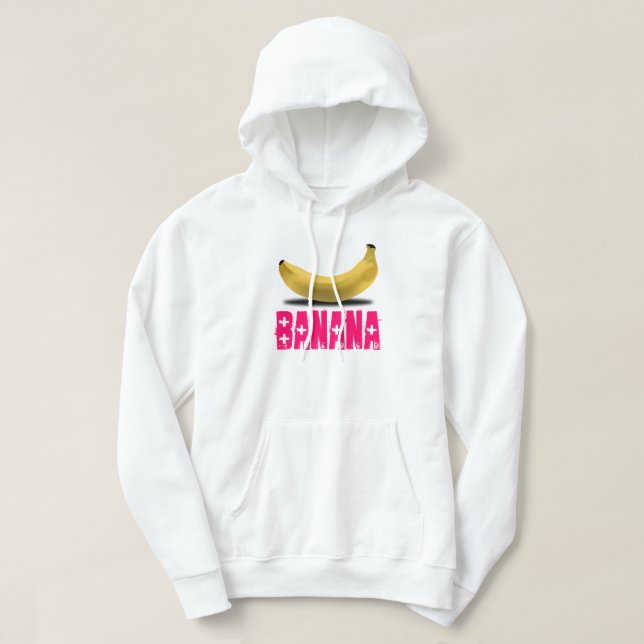 BANANA MED ROSA TEXT HOODIE (Design framsida)