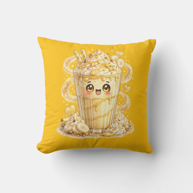 Banana Milkshake Kawaii Kuddynappliken  Kudde (Framsida)