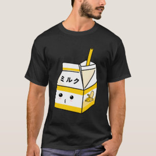 Banana Mjölk Shake Kawaii Japansk Anime Fläkt Gult T Shirt