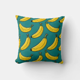 Banana Mönster på Teal Dekorativ kudde