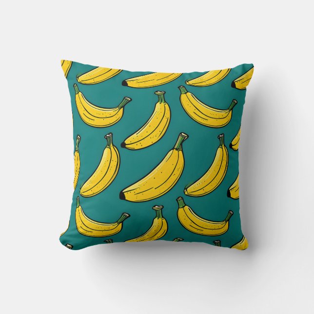 Banana Mönster på Teal Dekorativ kudde (Framsida)