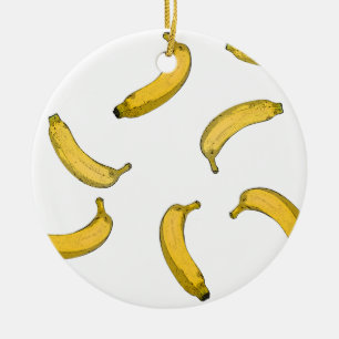 Banana mönster sketch-version julgransprydnad keramik