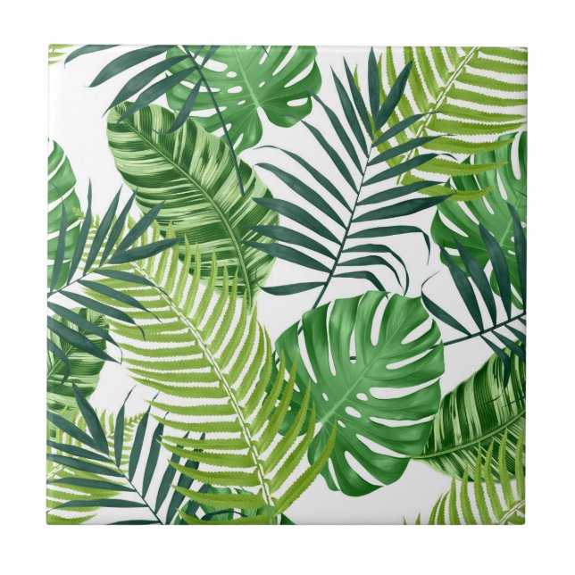 Banana Monstera Handflatan Grönt Tropical Löv Kakelplatta (Framsidan)