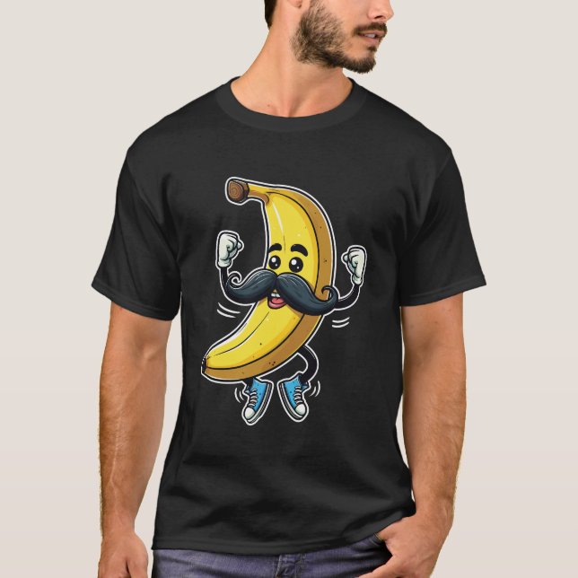 Banana Mustache Funny Dancing Banana T Shirt (Framsida)
