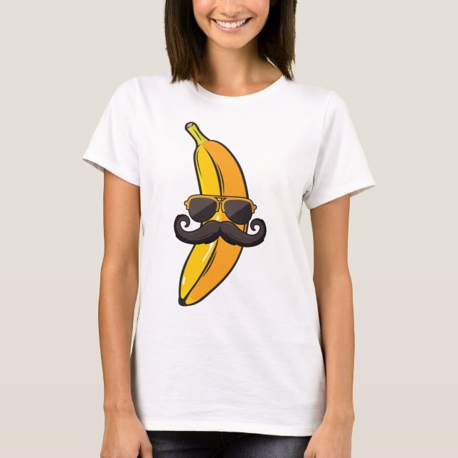 Banana Mustache Sunglasses Ansikte Funny Fruit Coo T Shirt (Framsida)