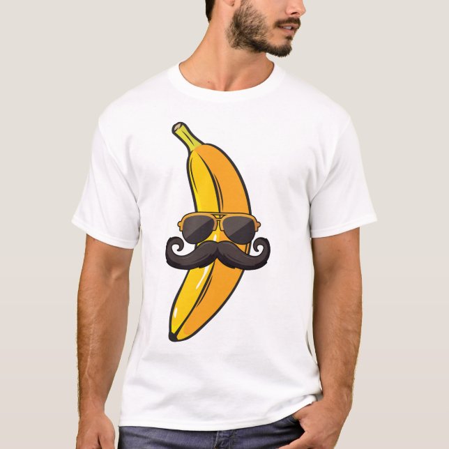 Banana Mustache Sunglasses Ansikte Funny Fruit Coo T Shirt (Framsida)