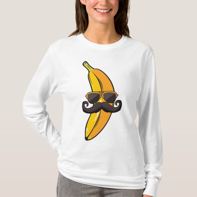 Banana Mustache Sunglasses Ansikte Funny Fruit Coo T Shirt (Framsida)
