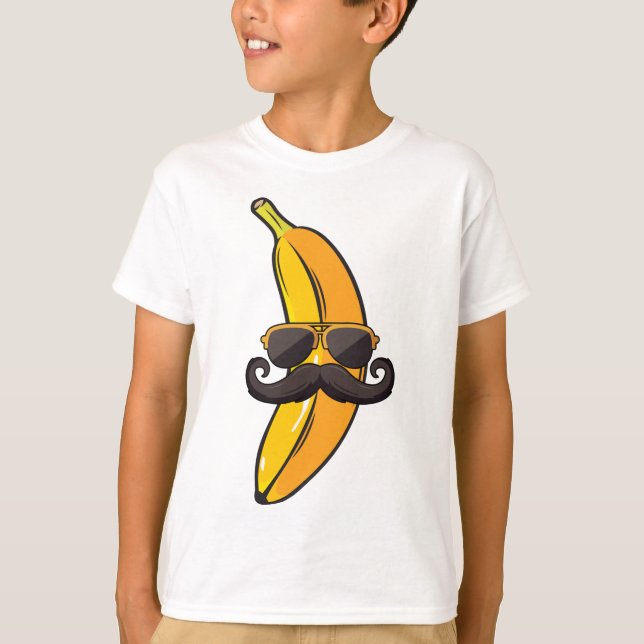 Banana Mustache Sunglasses Ansikte Funny Fruit Coo T Shirt (Framsida)