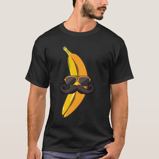 Banana Mustache Sunglasses Face Fruit Banana T Shirt (Framsida)
