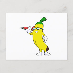 Banana på dart med pil vykort