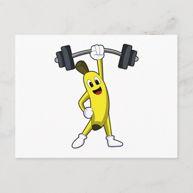 Banana på Styrketräning med skivstång Vykort (Framsida)