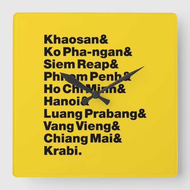 Banana Pancake Trail/Circuit Fyrkantig Klocka (Framsida)