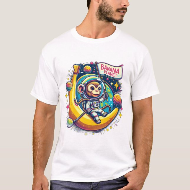 "Banana Planet - Space Monkey Äventyr" T Shirt (Framsida)