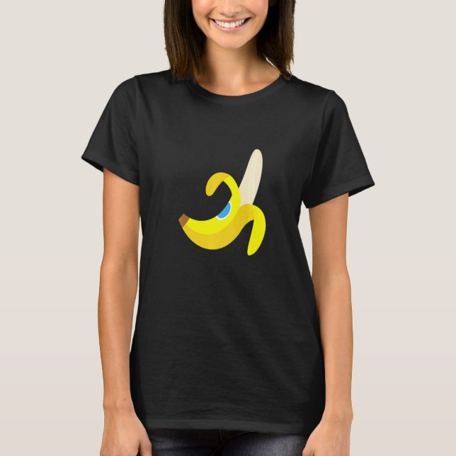 Banana Plantain Cute Fresh Ripe Peeled Fruit Yello T Shirt (Framsida)