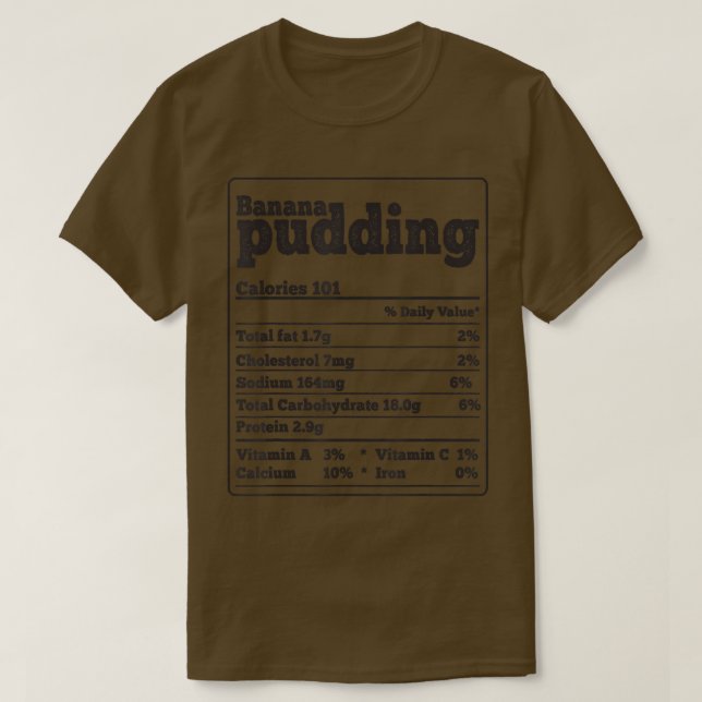 Banana Pudding Facts Ingredients underbara livsmed T Shirt (Design framsida)