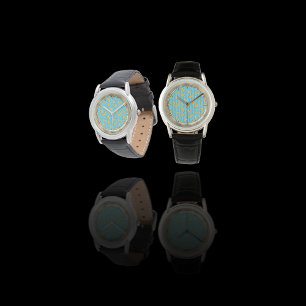 Banana Rand Vector Mönster   Turkos Blue Armbandsur