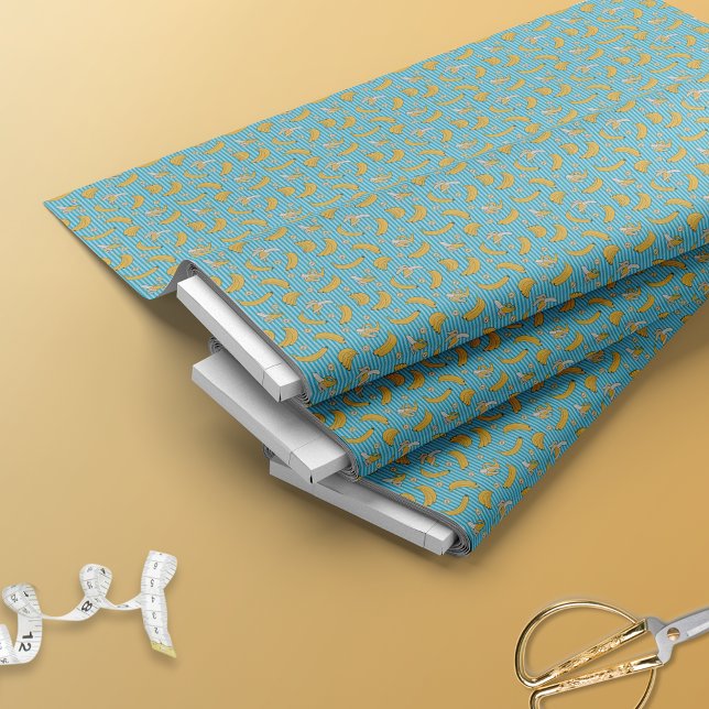 Banana Rand Vector Mönster | Turkos Blue Tyg (Skapare uppladdad)