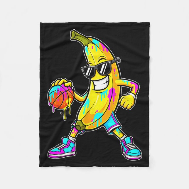 Banana Rolig Basketboll Dropp Barn Ungdom Pojkar F Fleecefilt (Framsidan)