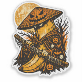 Banana Ronin Halloween Night — Spooky Warrior Retr Klistermärken