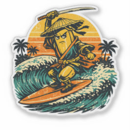Banana Ronin Surfer — Vintage Summer Warrior  Klistermärken