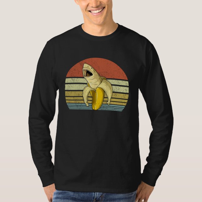 Banana Shark Banana Themed Party Fish Fruit In Uni T Shirt (Framsida)