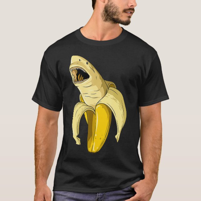 Banana Shark Banana ThMeed Party Shark Théed Part  T Shirt (Framsida)