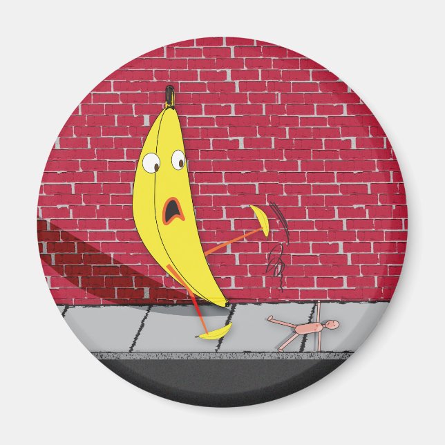 Banana Slipping på en Person Magnet (Framsidan)