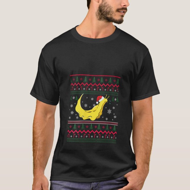 Banana Slug Jultomten Ugly jul Mönster Hol T Shirt (Framsida)