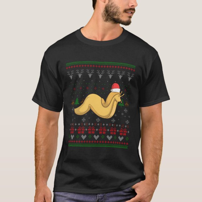 Banana Slug Jultomten Ugly Mönster T Shirt (Framsida)