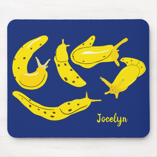 Banana Slugs Gult och Blue Personlig Musmatta (Framsidan)