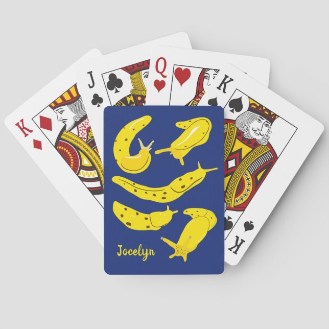 Banana Slugs Gult och Royal Blue Personlig Casinokort (Baksidan)