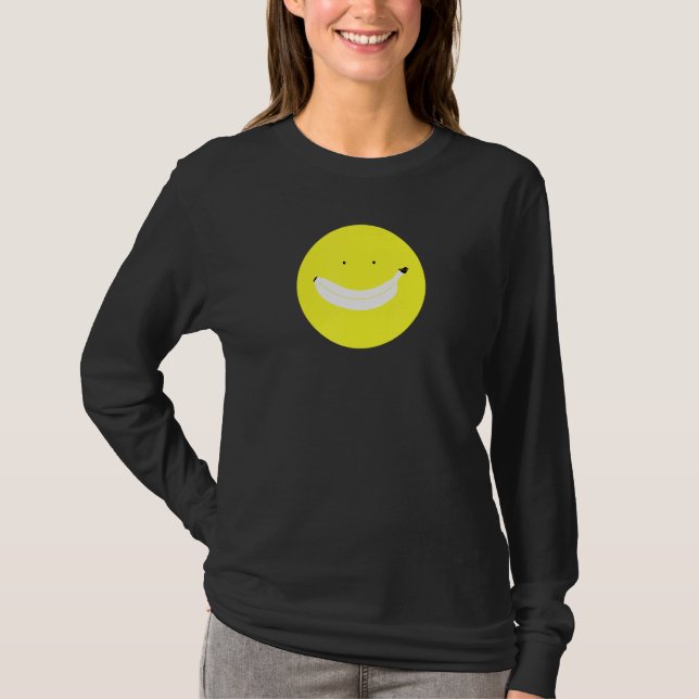 Banana Smile Ansikte Lycklig Fruit Funny Roligt Cu T Shirt (Framsida)