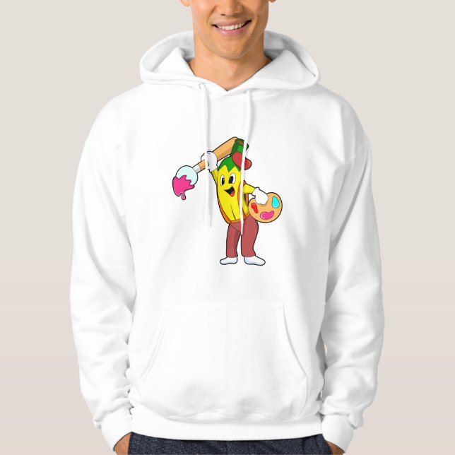 Banana som målarfärg med färgpensel hoodie (Framsida)