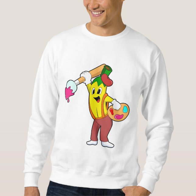 Banana som målarfärg med färgpensel lång ärmad tröja (Framsida)