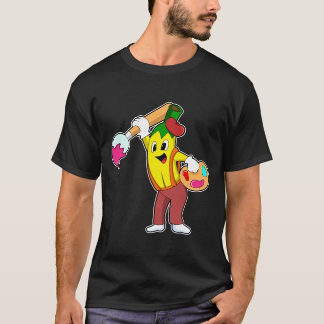 Banana som målarfärg med färgpensel t shirt (Framsida)