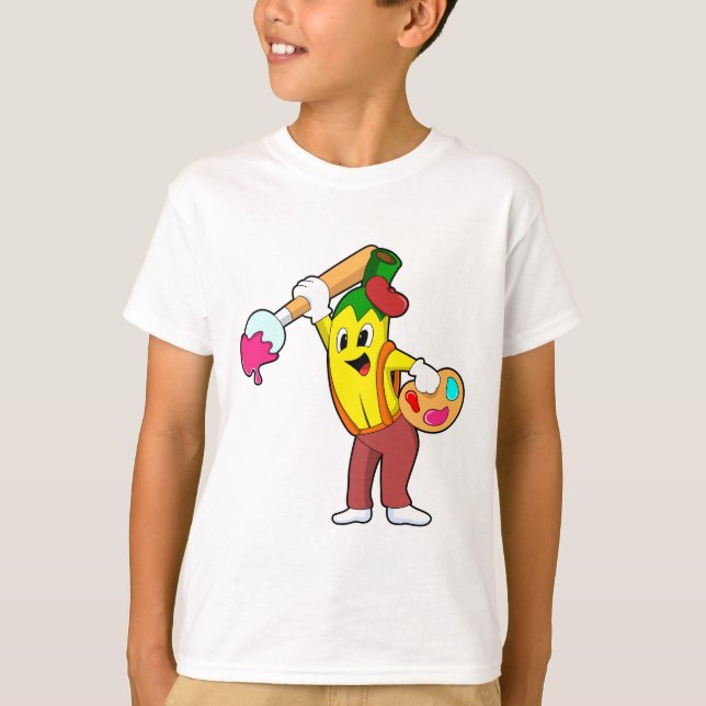 Banana som målarfärg med färgpensel t shirt (Framsida)